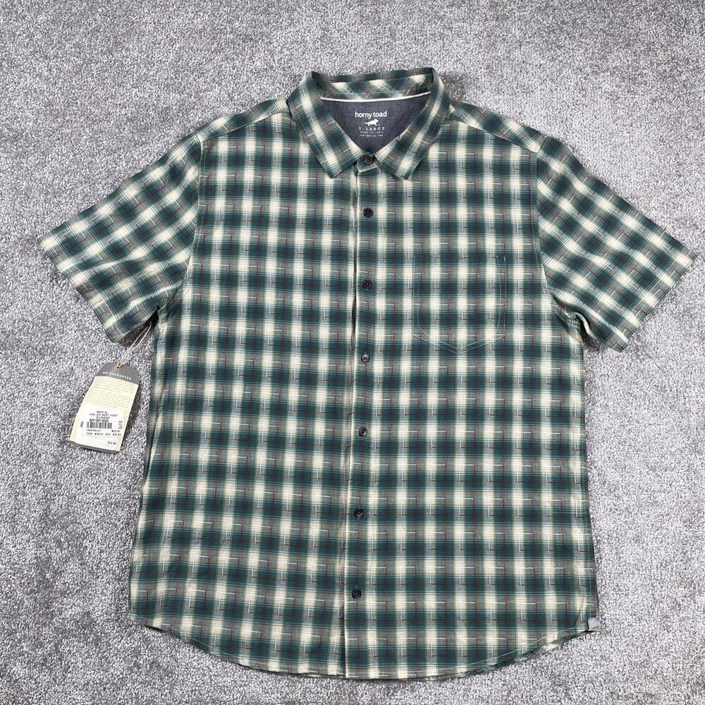Horny Toad Button Up Shirt Mens Extra Large Toad and Co Open Air Short Sleeve‎